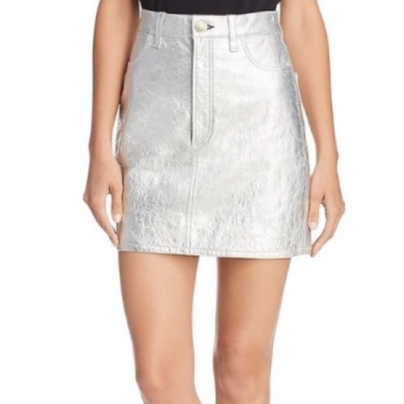 Rag & Bone Moss Leather Skirt in Metallic Silver - Picture 9 of 16